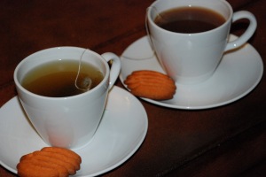 tea and halloween cookies